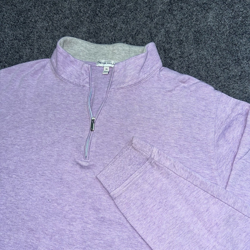 Peter Millar Mens Crown Comfort Quarter Zip Pullover Sz XL Lilian Purple Sweater